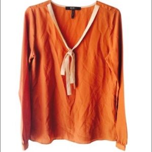 BCBG Long Sleeve Bow Tie Top